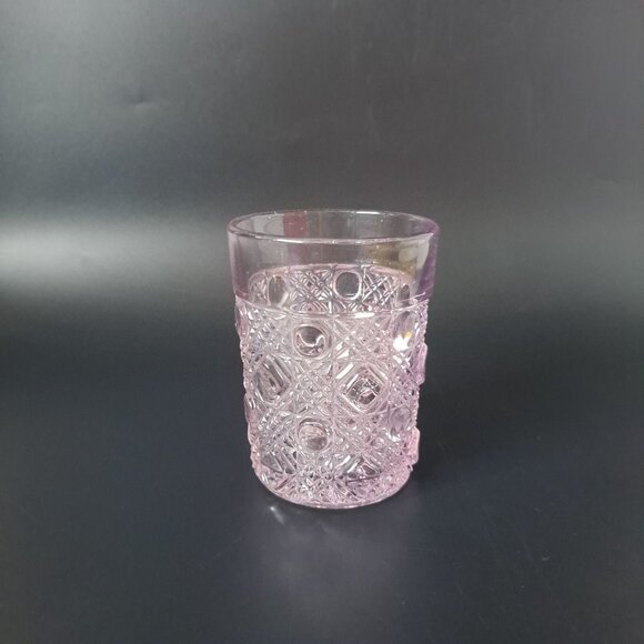 Vintage Purple Cut Glass Tumbler With Intricate Geometric Pattern - Picture 1 of 13